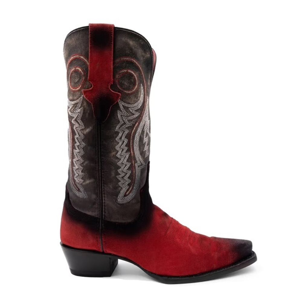 Ferrini Roughrider Red Black Leather Snip Toe Western Cowgirl Boots 84361-22 6.5 - Picture 2 of 16